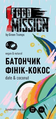 Батончик Food Mission фінік-кокос